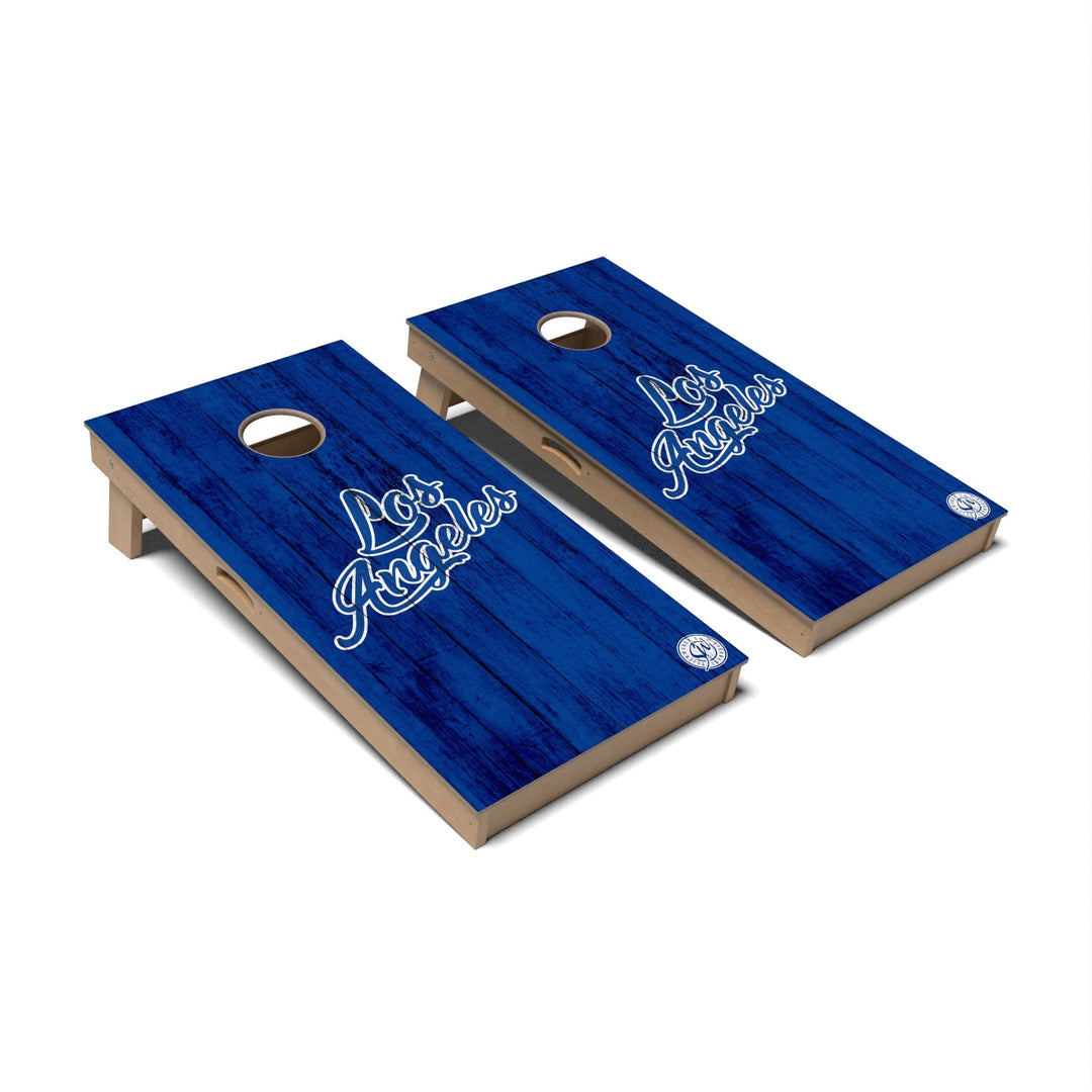 Slick Woody's Cornhole Co. Cornhole Board Blue Solid Baseball Los Angeles Cornhole Boards - Professional Signature