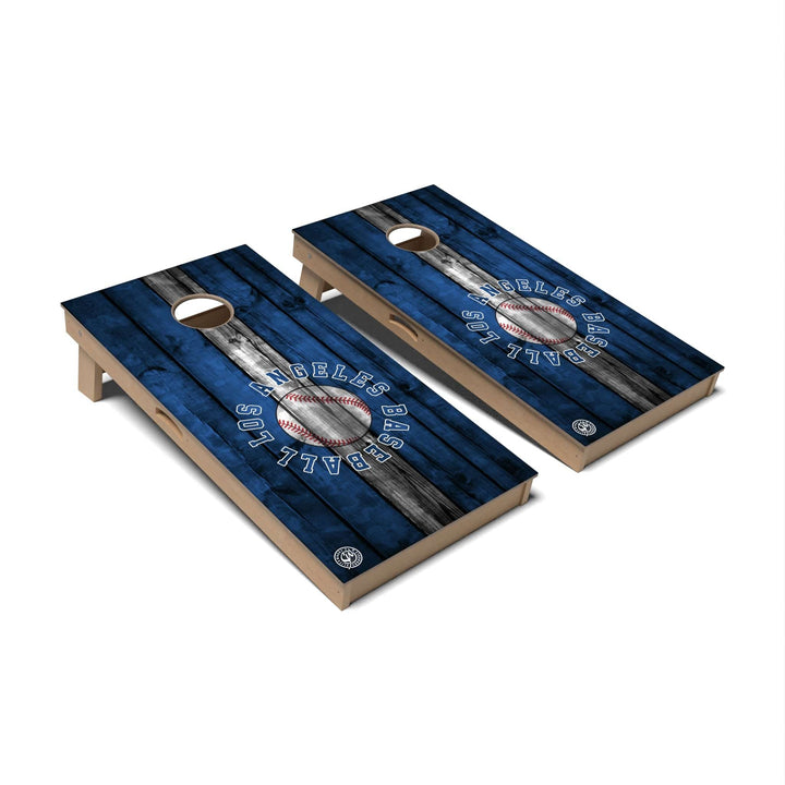 Slick Woody's Cornhole Co. Cornhole Board Blue Stripe Baseball Los Angeles Cornhole Boards - Professional Signature