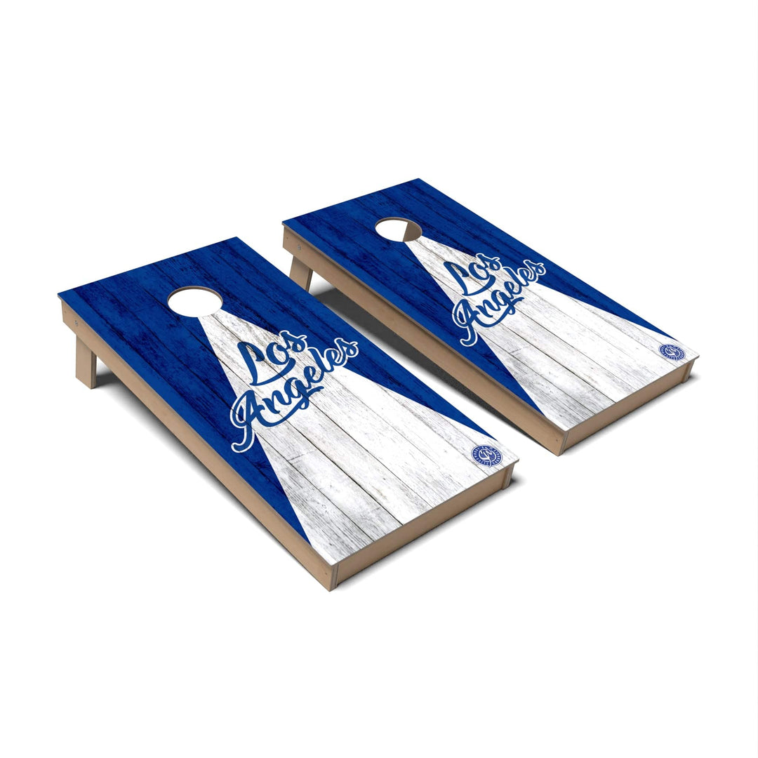 Slick Woody's Cornhole Co. Cornhole Board Blue Triangle Baseball Los Angeles Cornhole Boards - Backyard