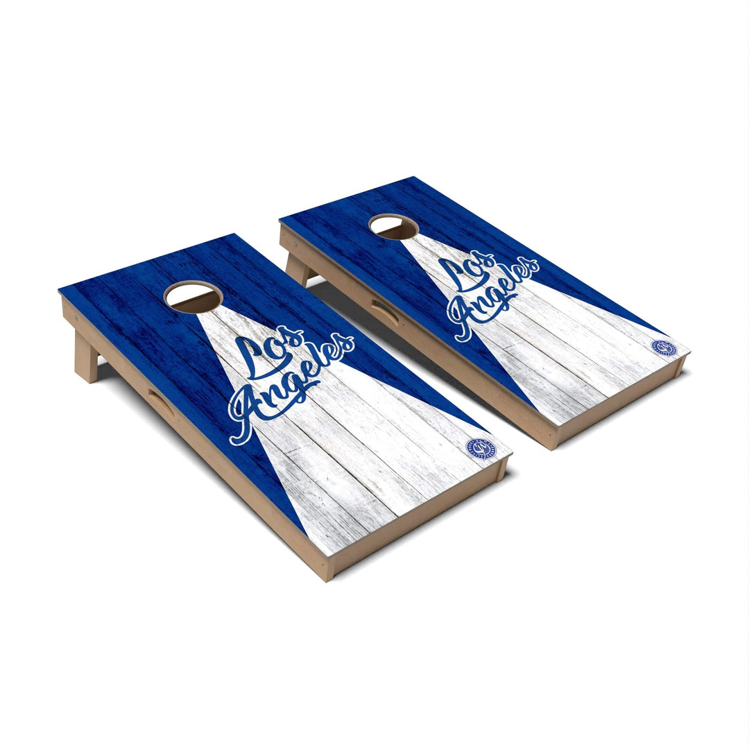 Slick Woody's Cornhole Co. Cornhole Board Blue Triangle Baseball Los Angeles Cornhole Boards - Professional Signature