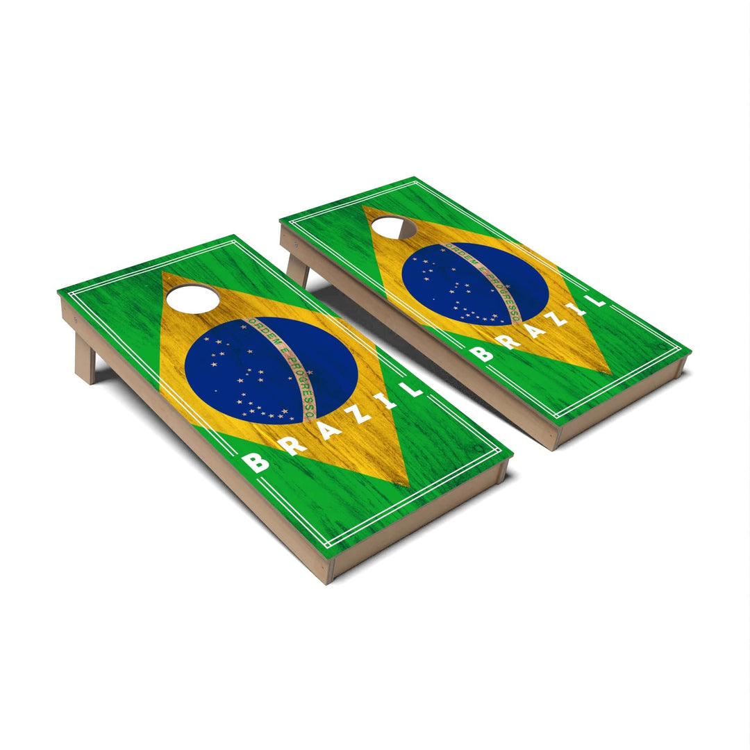 Slick Woody's Cornhole Co. Cornhole Board Brazil International Flag 2.0 Cornhole Boards - Backyard