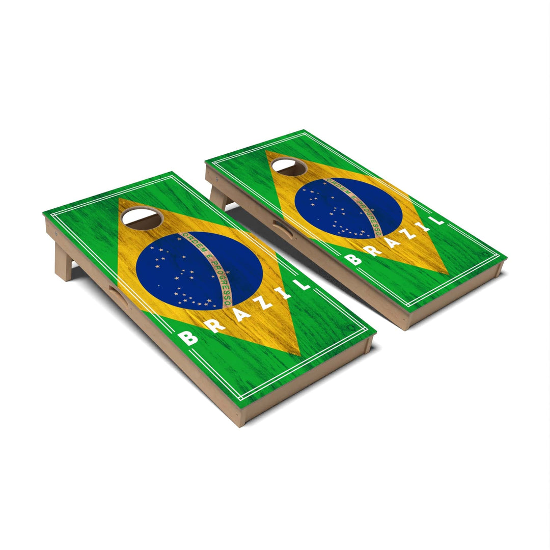 Slick Woody's Cornhole Co. Cornhole Board Brazil International Flag 2.0 Cornhole Boards - Professional Signature