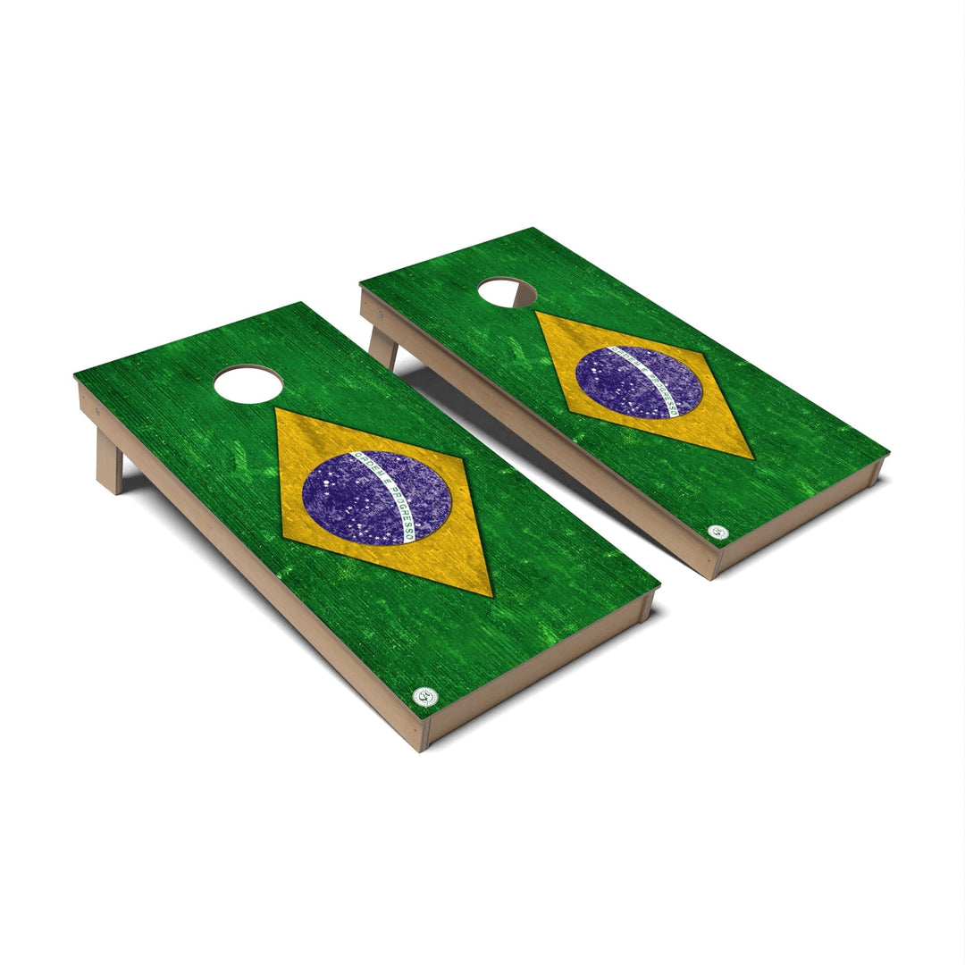 Slick Woody's Cornhole Co. Cornhole Board Brazil International Flag Cornhole Boards - Backyard