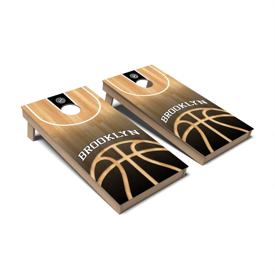 Slick Woody's Cornhole Co. Cornhole Board Brooklyn Basketball New York Cornhole Boards - Backyard