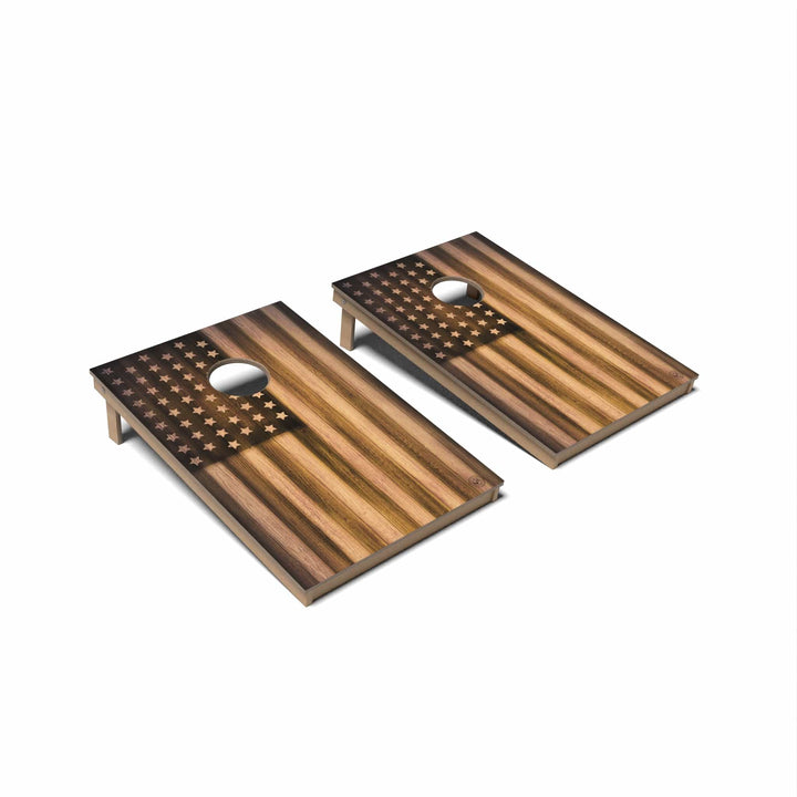 Slick Woody's Cornhole Co. Cornhole Board Burnt Wood Flag Americana Cornhole Boards - Tailgate