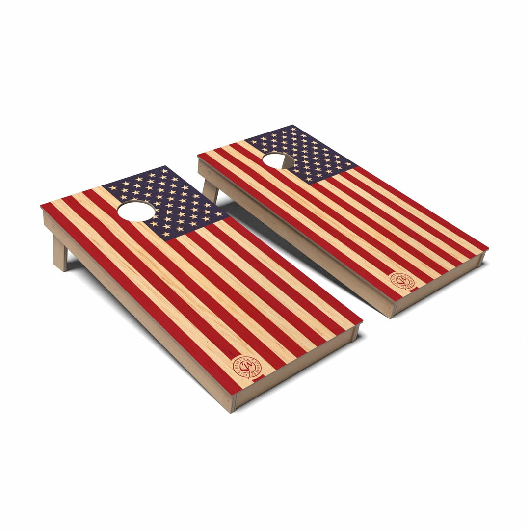 Slick Woody's Cornhole Co. Cornhole Board Butternut Wood Americana Cornhole Boards - Backyard