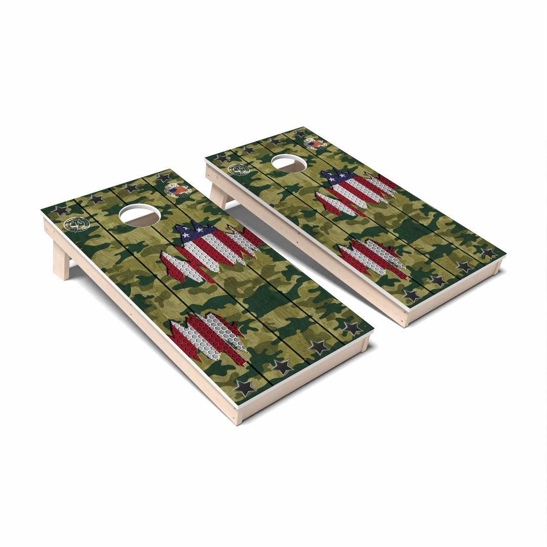 Slick Woody's Cornhole Co. Cornhole Board Camo American Flag Patriotic Cornhole Boards - All Weather