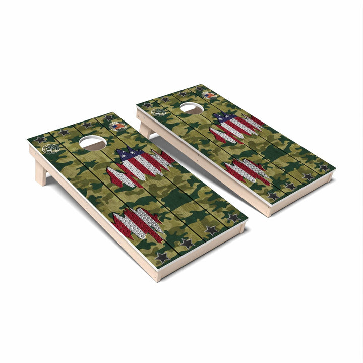 Slick Woody's Cornhole Co. Cornhole Board Camo American Flag Patriotic Cornhole Boards - All Weather