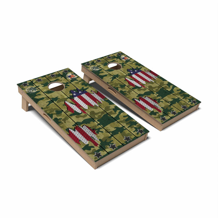 Slick Woody's Cornhole Co. Cornhole Board Camo American Flag Patriotic Cornhole Boards - Professional Signature