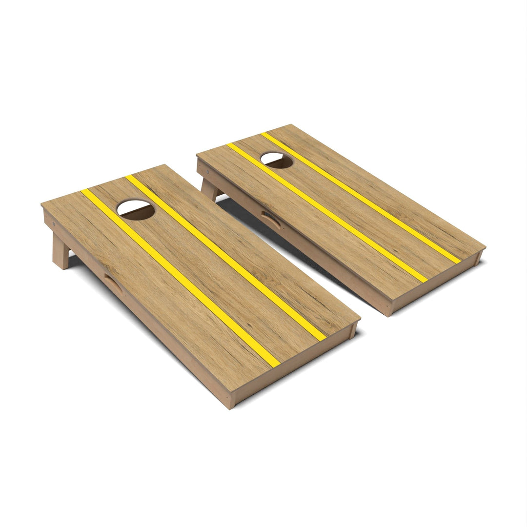 Slick Woody's Cornhole Co. Cornhole Board Canary Yellow Pinstripes Surf Cornhole Boards - Professional Signature