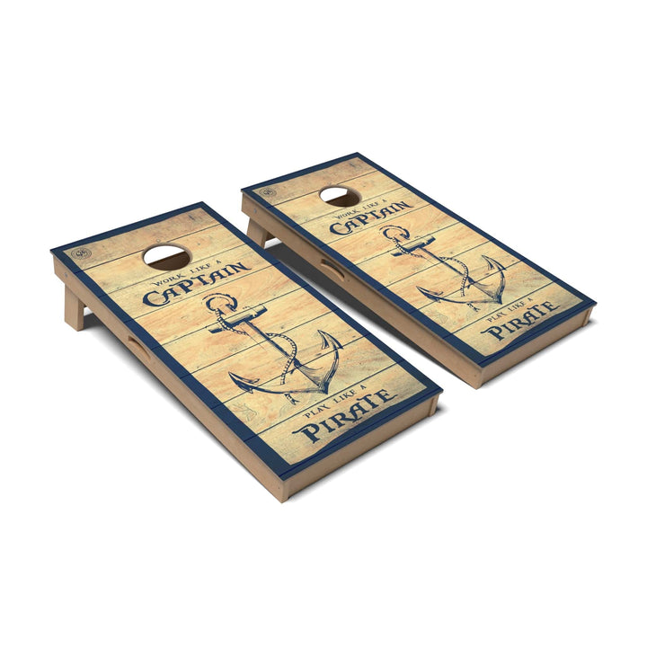 Slick Woody's Cornhole Co. Cornhole Board Captain Pirate Coastal Cornhole Boards - Professional Signature