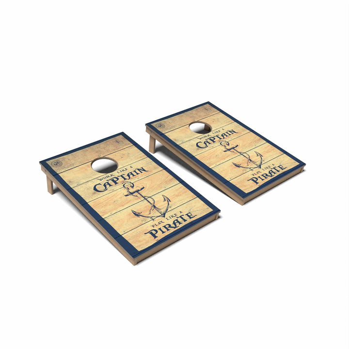 Slick Woody's Cornhole Co. Cornhole Board Captain Pirate Coastal Cornhole Boards - Tailgate