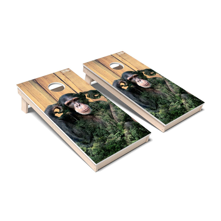 Slick Woody's Cornhole Co. Cornhole Board Chimpanzee Wild Animal Cornhole Boards - All Weather