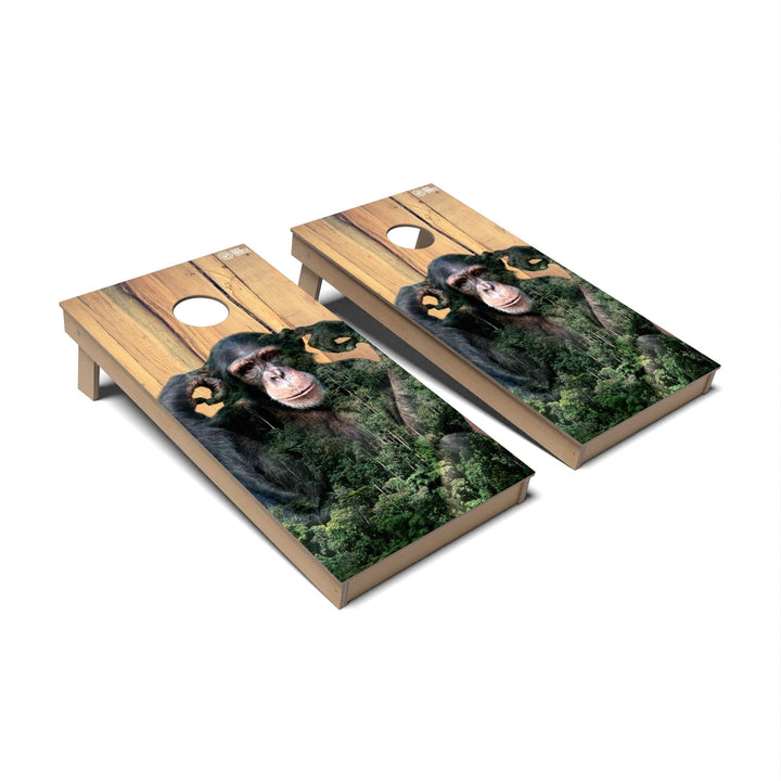 Slick Woody's Cornhole Co. Cornhole Board Chimpanzee Wild Animal Cornhole Boards - Backyard