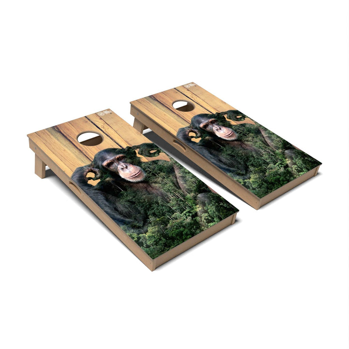 Slick Woody's Cornhole Co. Cornhole Board Chimpanzee Wild Animal Cornhole Boards - Professional Signature