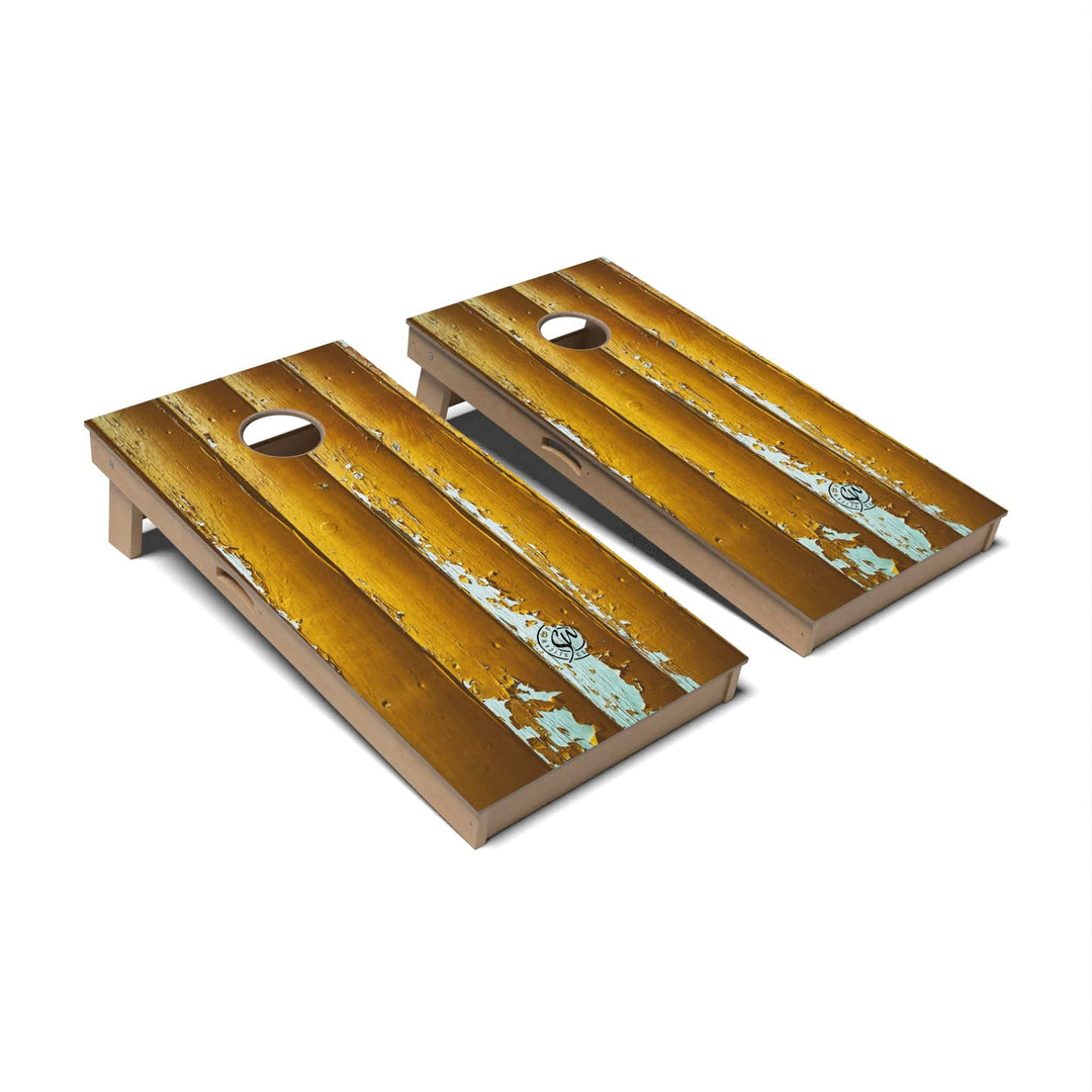 Slick Woody's Cornhole Co. Cornhole Board Chipped Paint Rustic Wood Cornhole Boards - Professional Signature
