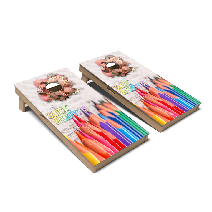Slick Woody's Cornhole Co. Cornhole Board Colored Pencils Artist Cornhole Boards - Professional Signature