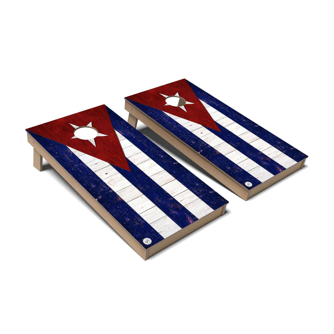 Slick Woody's Cornhole Co. Cornhole Board Cuba International Flag Cornhole Boards - Backyard