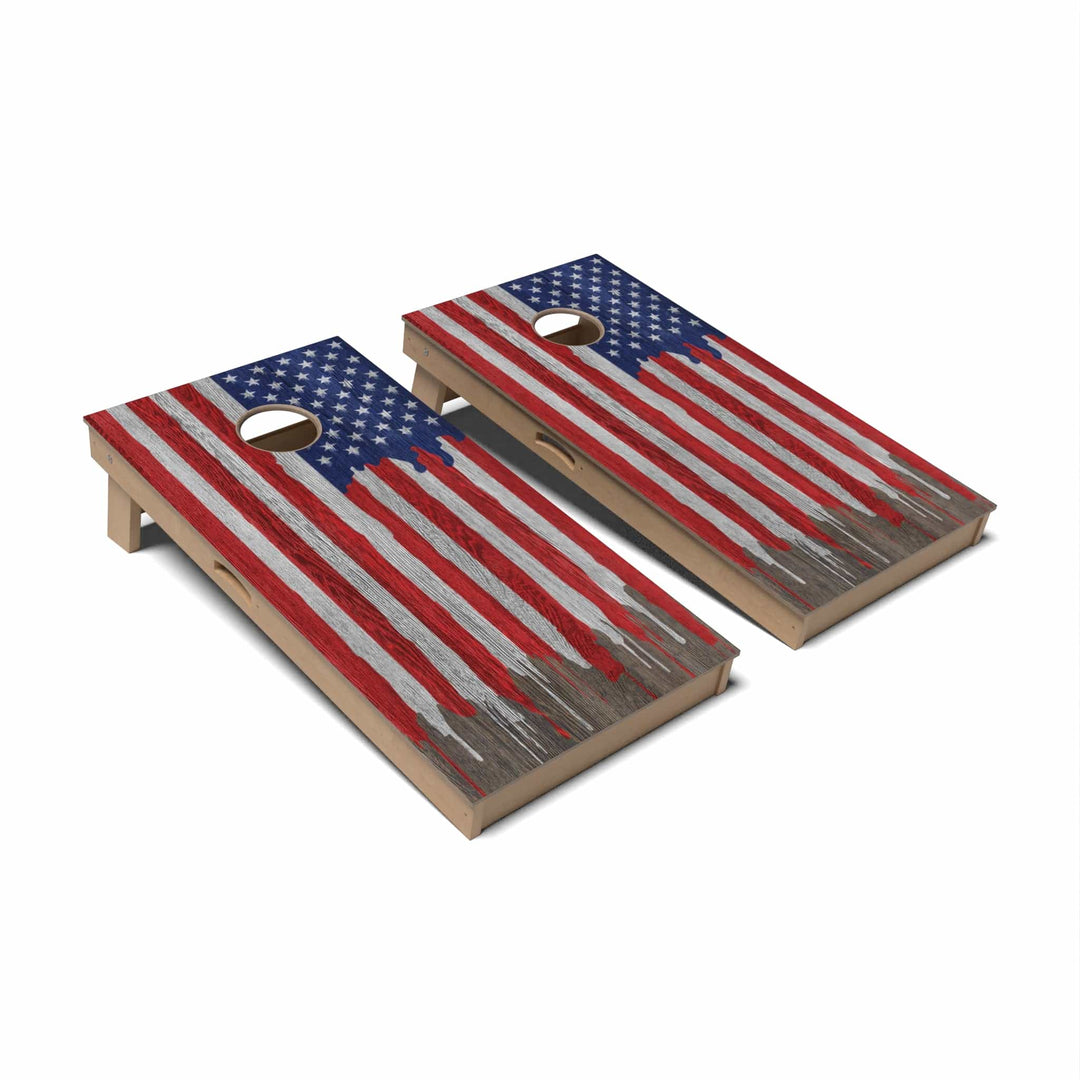 Slick Woody's Cornhole Co. Cornhole Board Drip American Flag Patriotic Cornhole Boards - Professional Signature