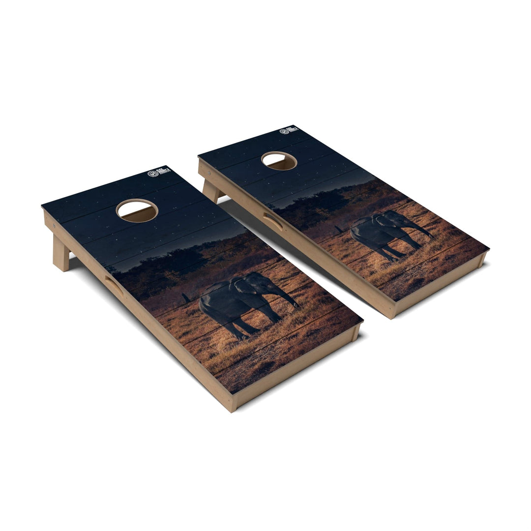 Slick Woody's Cornhole Co. Cornhole Board Elephant Under the Stars Wild Animal Cornhole Boards - Professional Signature