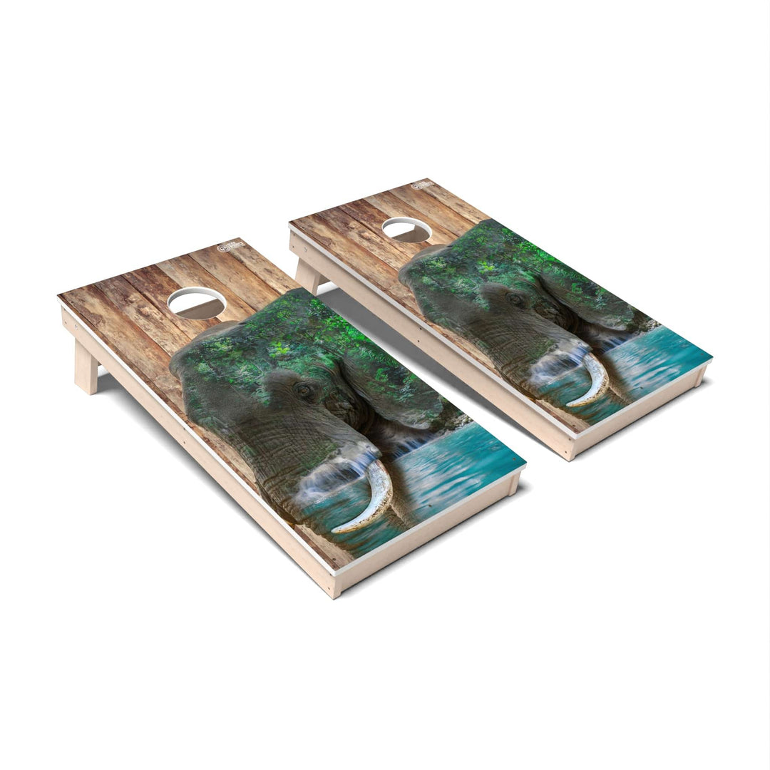 Slick Woody's Cornhole Co. Cornhole Board Elephant Wild Animal Cornhole Boards - All Weather