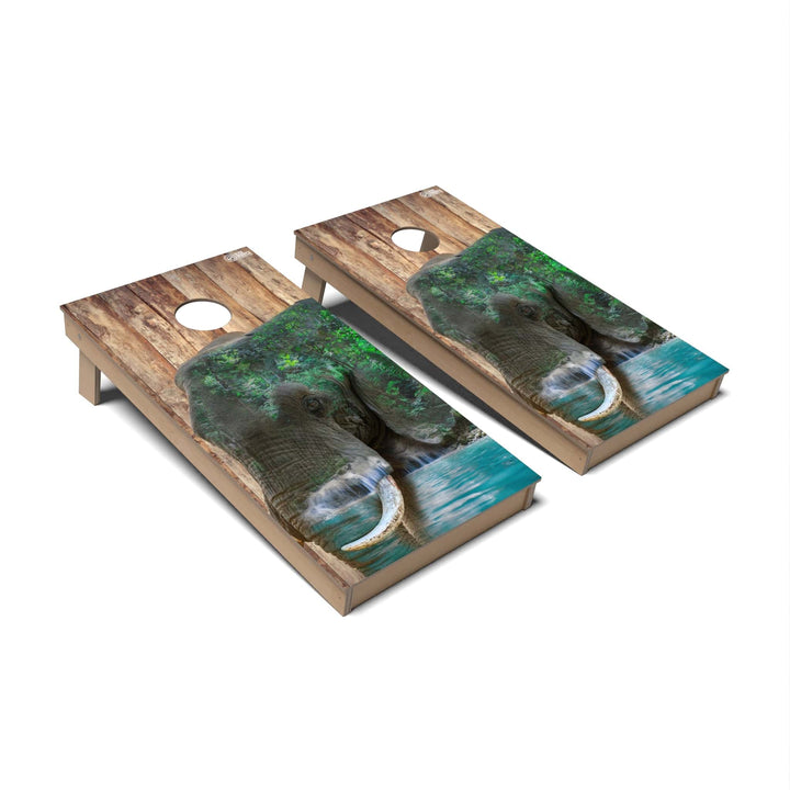 Slick Woody's Cornhole Co. Cornhole Board Elephant Wild Animal Cornhole Boards - Backyard