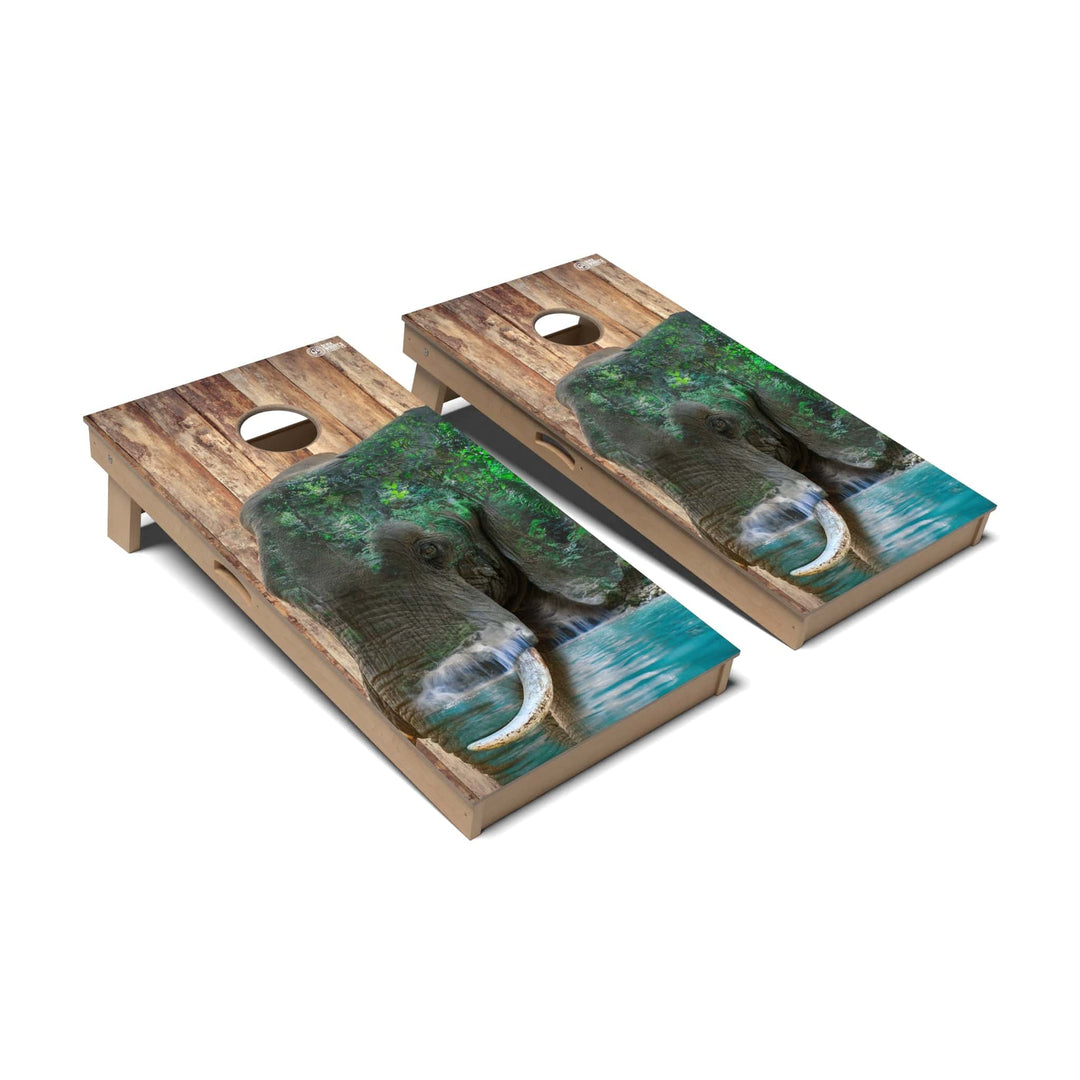 Slick Woody's Cornhole Co. Cornhole Board Elephant Wild Animal Cornhole Boards - Professional Signature