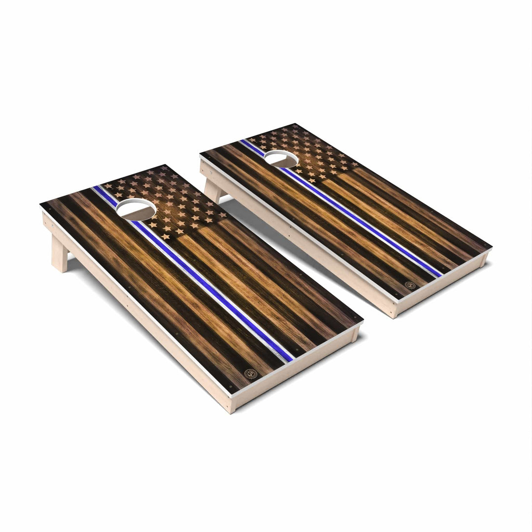 Slick Woody's Cornhole Co. Cornhole Board EMS Blue & White Thin Line Flag Cornhole Boards - All Weather