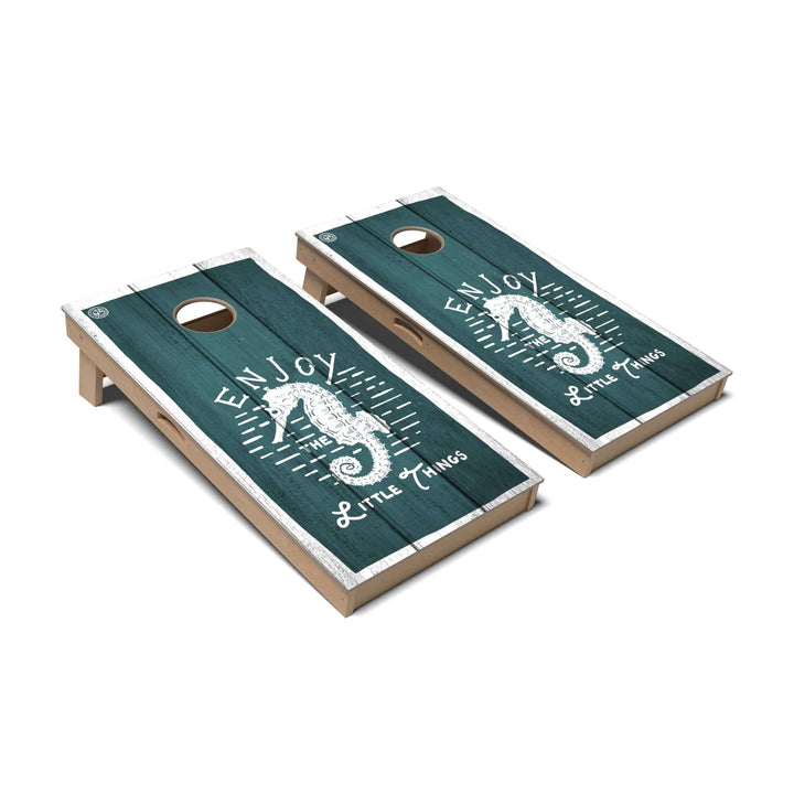 Slick Woody's Cornhole Co. Cornhole Board Enjoy the Little Things Coastal Cornhole Boards - Professional Signature