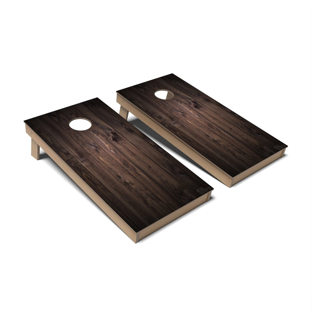 Slick Woody's Cornhole Co. Cornhole Board Expresso Rustic Wood Cornhole Boards - Backyard