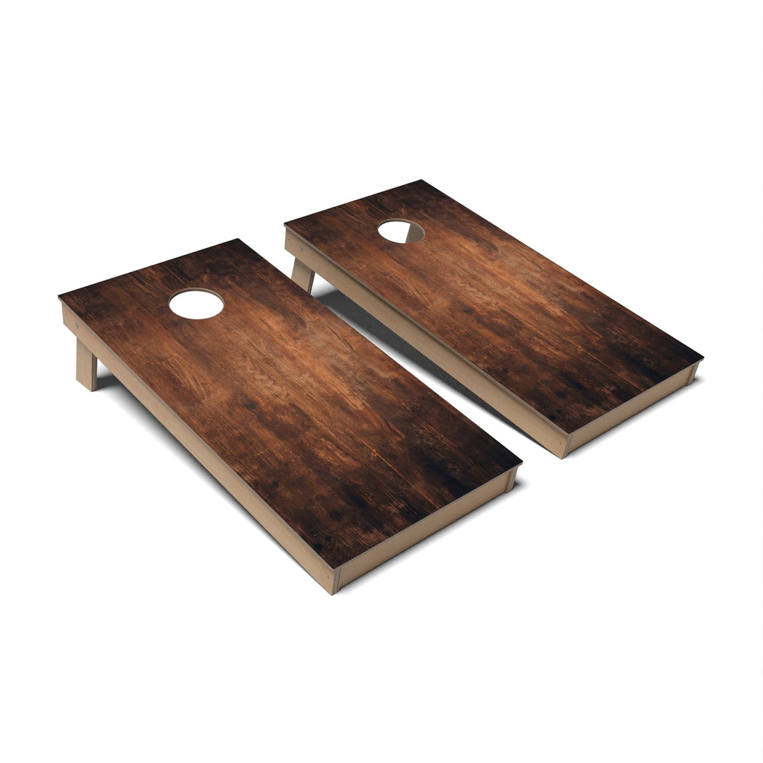 Slick Woody's Cornhole Co. Cornhole Board Faded Dark Stain Rustic Wood Cornhole Boards - Backyard
