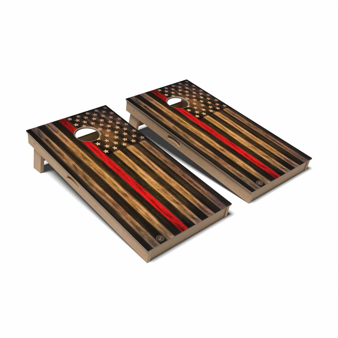 Slick Woody's Cornhole Co. Cornhole Board Fire Department Red Thin Line Flag Cornhole Boards - Professional Signature