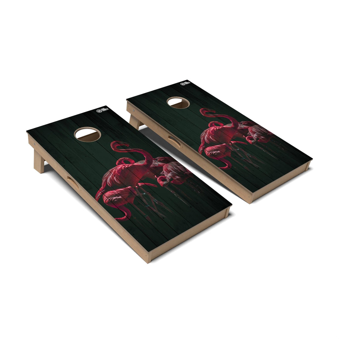 Slick Woody's Cornhole Co. Cornhole Board Flamingos Wild Animal Cornhole Boards - Professional Signature