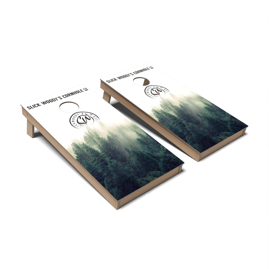 Slick Woody's Cornhole Co. Cornhole Board Foggy Forest Lifestyle Cornhole Boards - Backyard