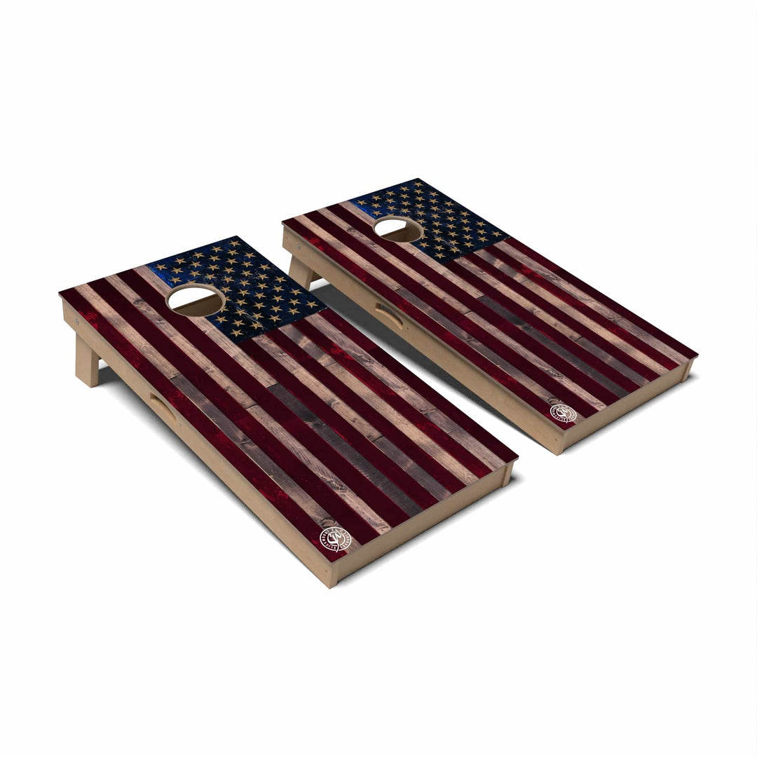 Slick Woody's Cornhole Co. Cornhole Board Full Color Rustic American Flag Patriotic Cornhole Boards - Professional Signature