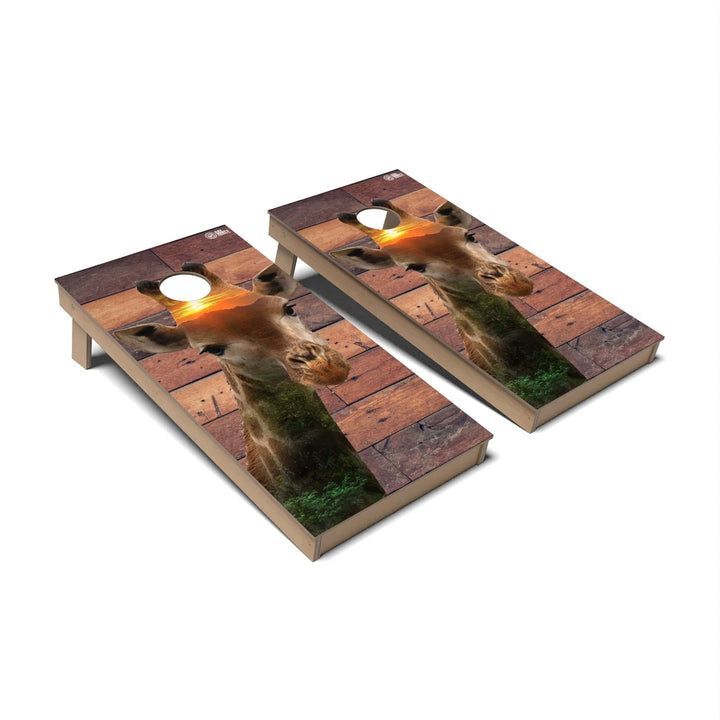 Slick Woody's Cornhole Co. Cornhole Board Giraffe Wild Animal Cornhole Boards - Backyard