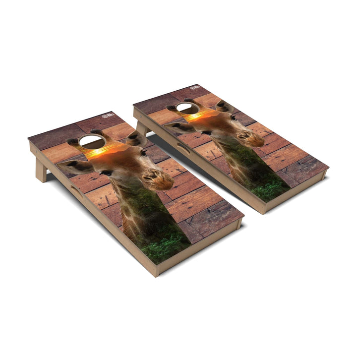 Slick Woody's Cornhole Co. Cornhole Board Giraffe Wild Animal Cornhole Boards - Professional Signature