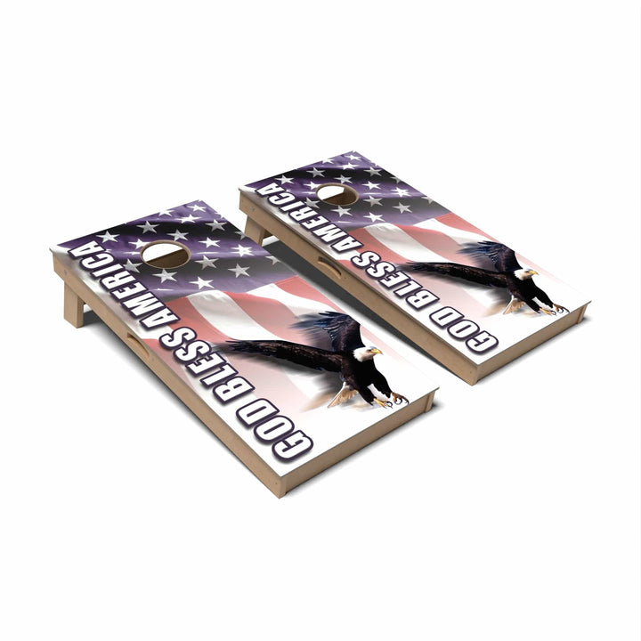 Slick Woody's Cornhole Co. Cornhole Board God Bless America 2.0 Patriotic Cornhole Boards - Professional Signature