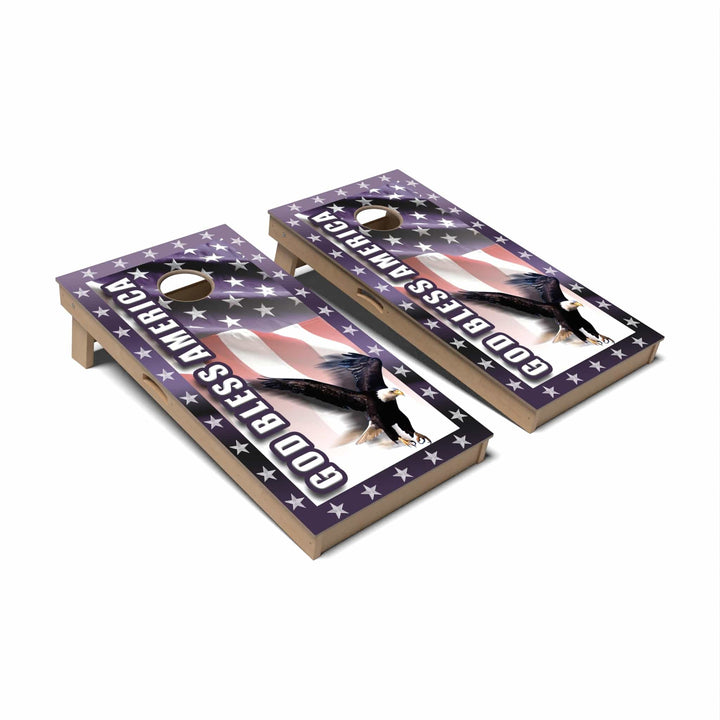 Slick Woody's Cornhole Co. Cornhole Board God Bless America Patriotic Cornhole Boards - Professional Signature