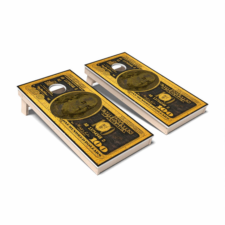 Slick Woody's Cornhole Co. Cornhole Board Gold $100 Inspirational Cornhole Boards - All Weather