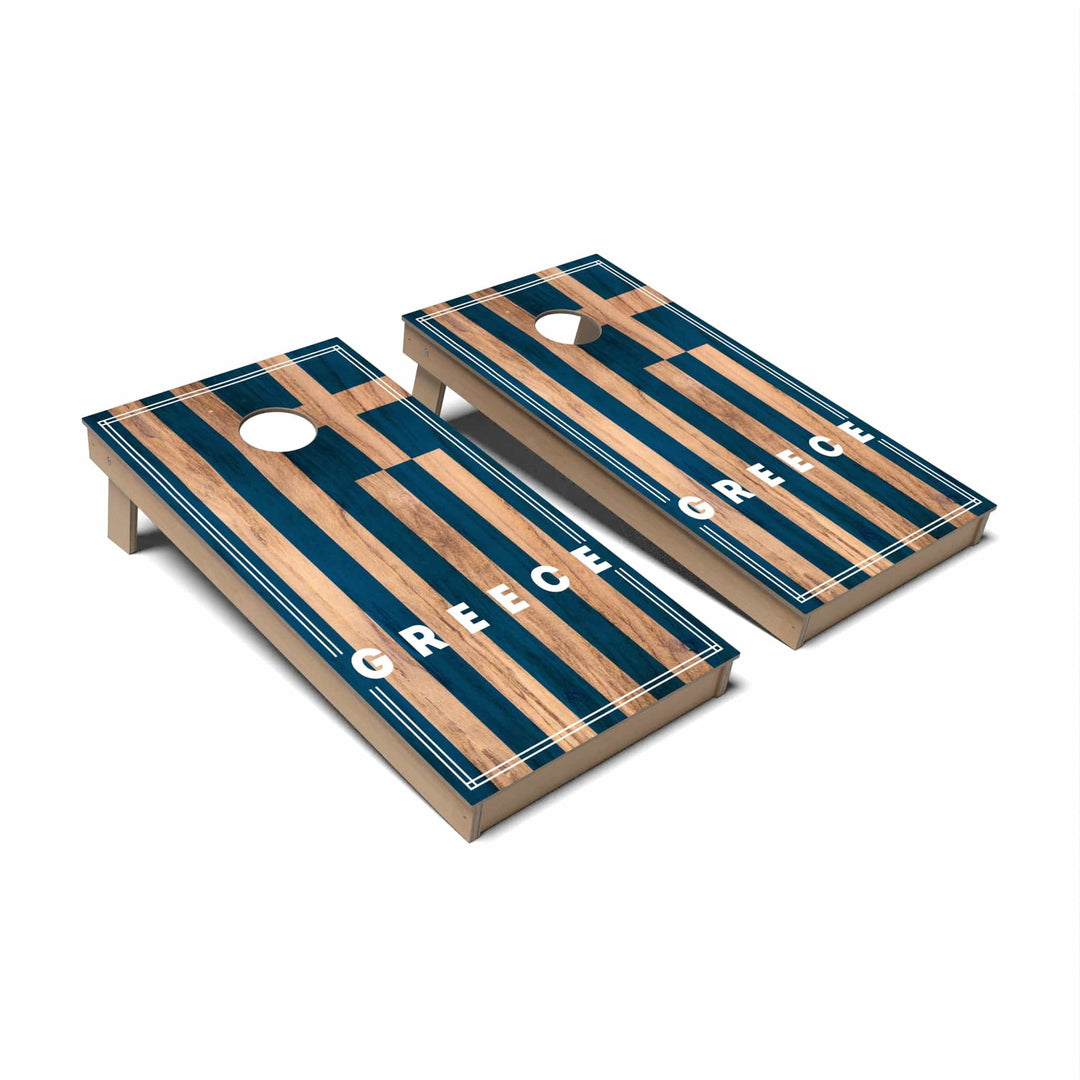 Slick Woody's Cornhole Co. Cornhole Board Greece International Flag 2.0 Cornhole Boards - Backyard