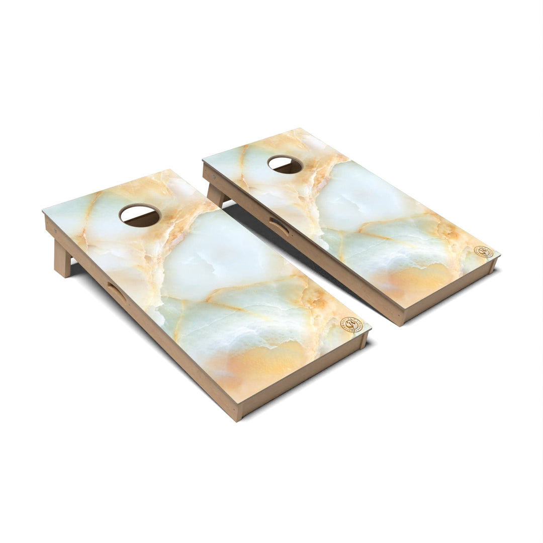 Slick Woody's Cornhole Co. Cornhole Board Green & Gold Marble Cornhole Boards - Professional Signature