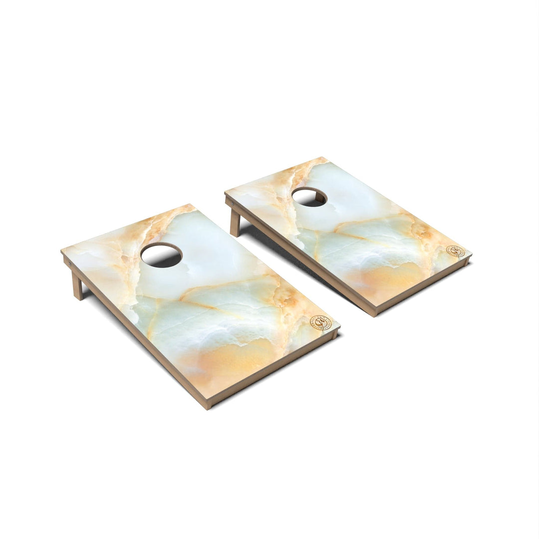 Slick Woody's Cornhole Co. Cornhole Board Green & Gold Marble Cornhole Boards - Tailgate