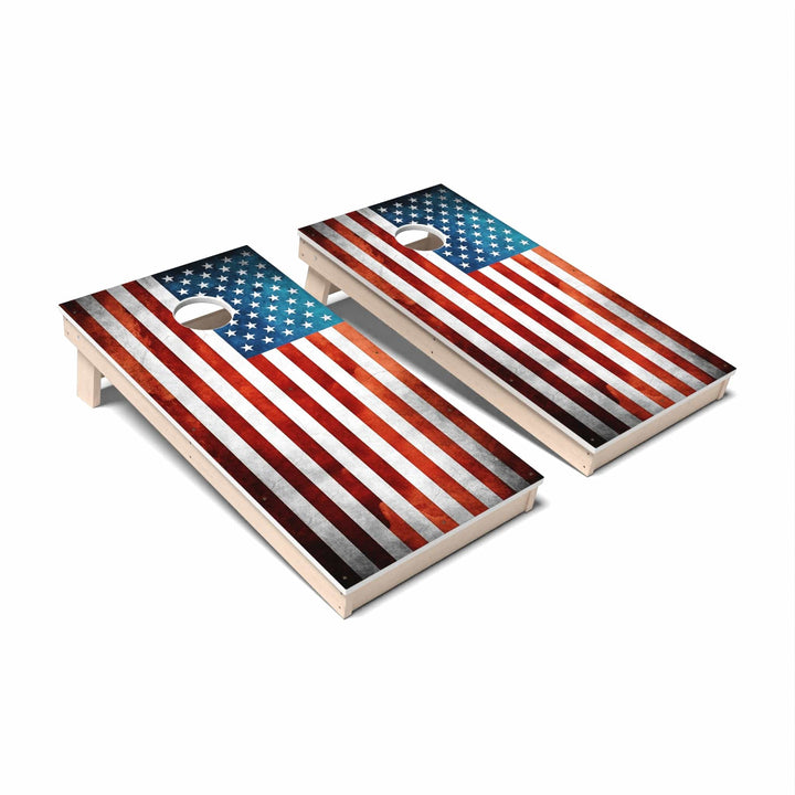 Slick Woody's Cornhole Co. Cornhole Board Grunge American Flag Patriotic Cornhole Boards - All Weather