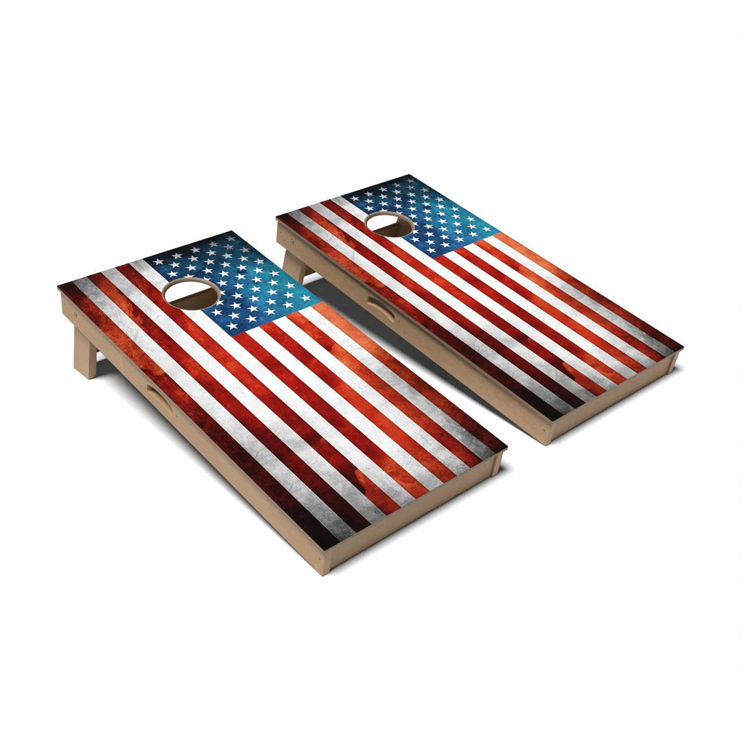 Slick Woody's Cornhole Co. Cornhole Board Grunge American Flag Patriotic Cornhole Boards - Professional Signature
