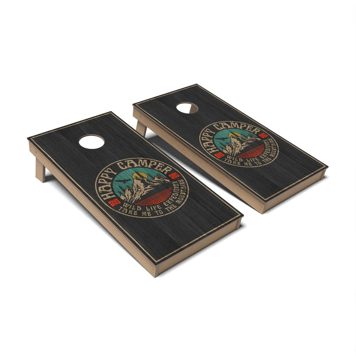 Slick Woody's Cornhole Co. Cornhole Board Happy Camper Vintage Cornhole Boards - Backyard