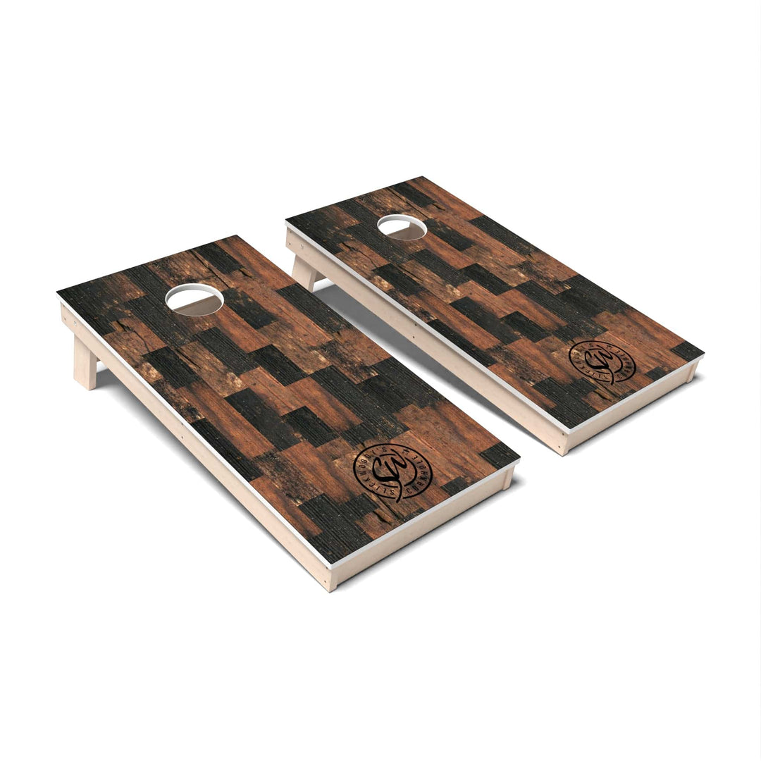 Slick Woody's Cornhole Co. Cornhole Board Heritage Checkers Rustic Wood Cornhole Boards - All Weather