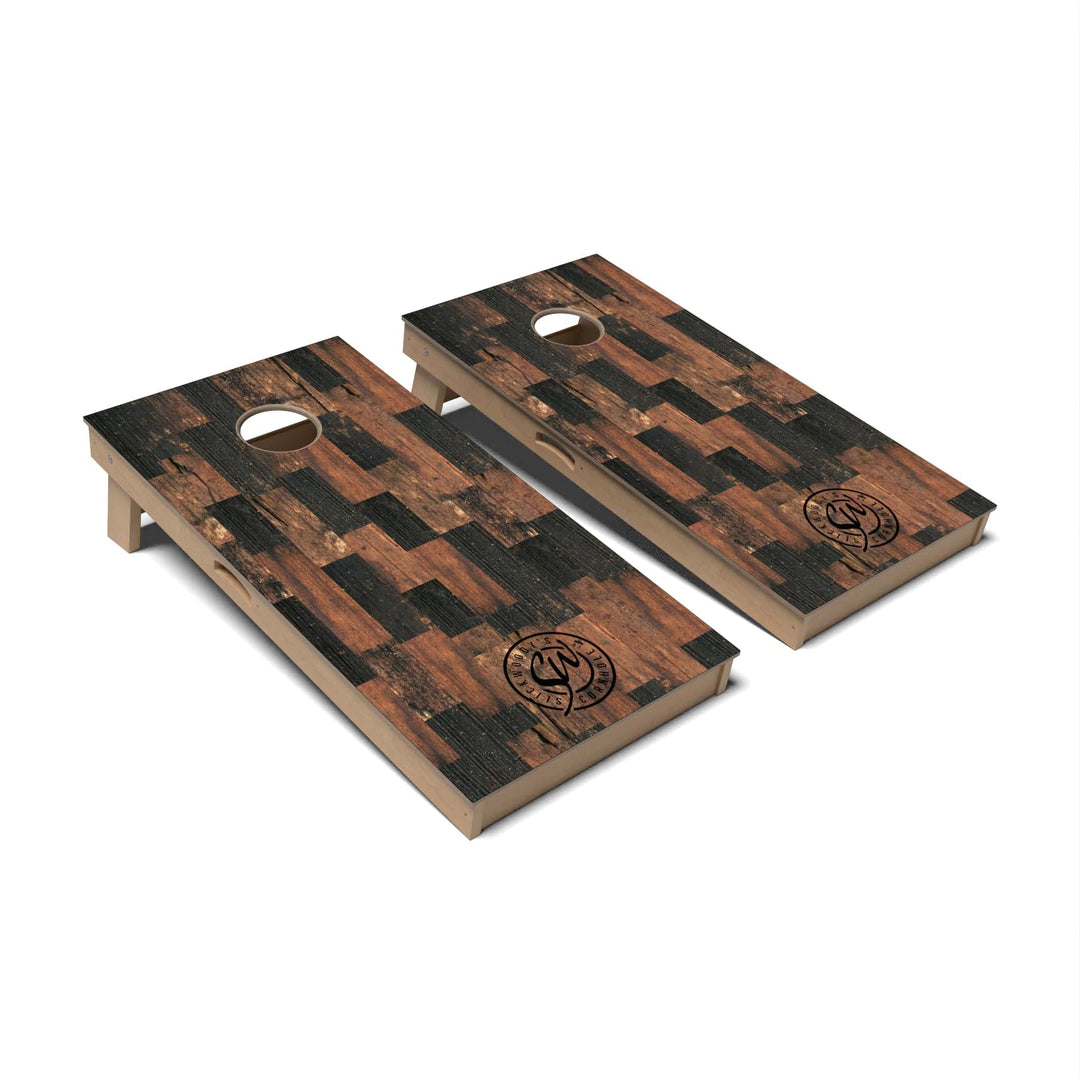 Slick Woody's Cornhole Co. Cornhole Board Heritage Checkers Rustic Wood Cornhole Boards - Professional Signature