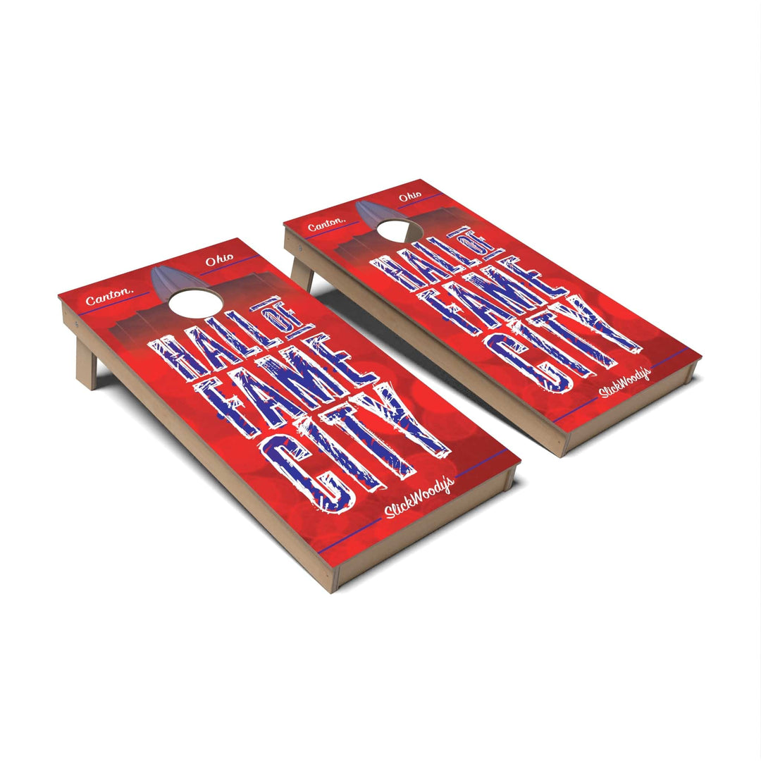 Slick Woody's Cornhole Co. Cornhole Board HOF City Red Ohio Cornhole Boards - Backyard