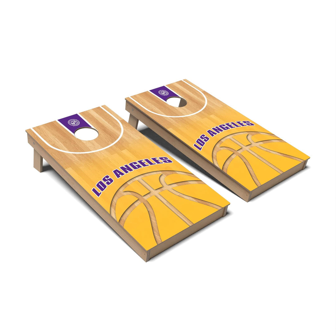 Slick Woody's Cornhole Co. Cornhole Board "L" Basketball Los Angeles Cornhole Boards - Backyard